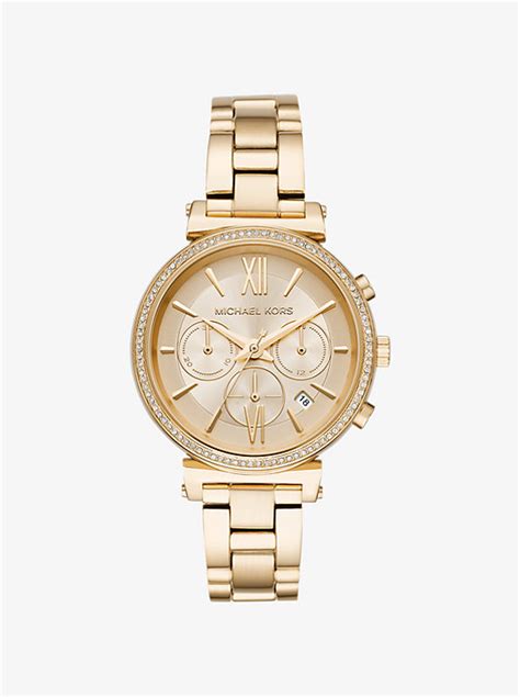 michael kors sofie pavé gold-tone watch|Michael Kors Sofie Pavé 39 mm Stainless Steel Case Women's .